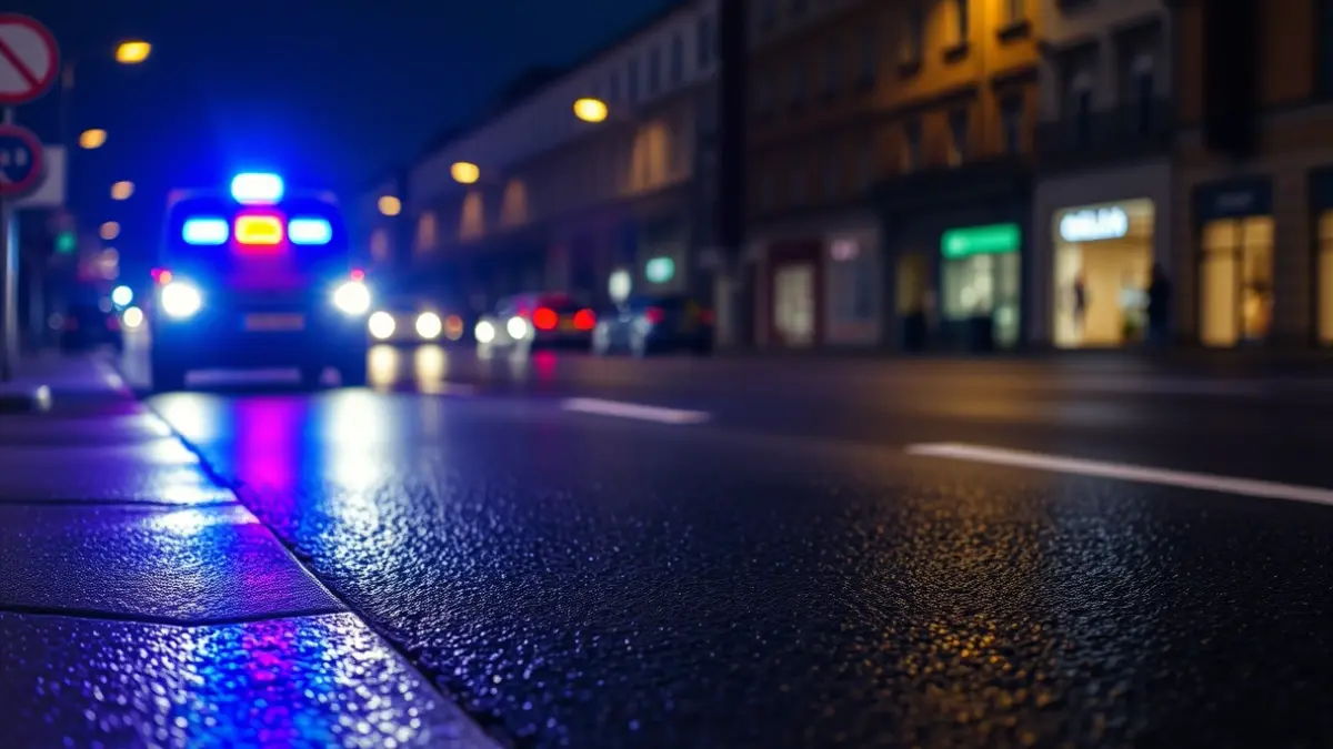 Generic image of police emergency lights at night.