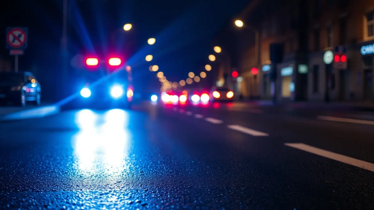 Generic image of police emergency lights at night.