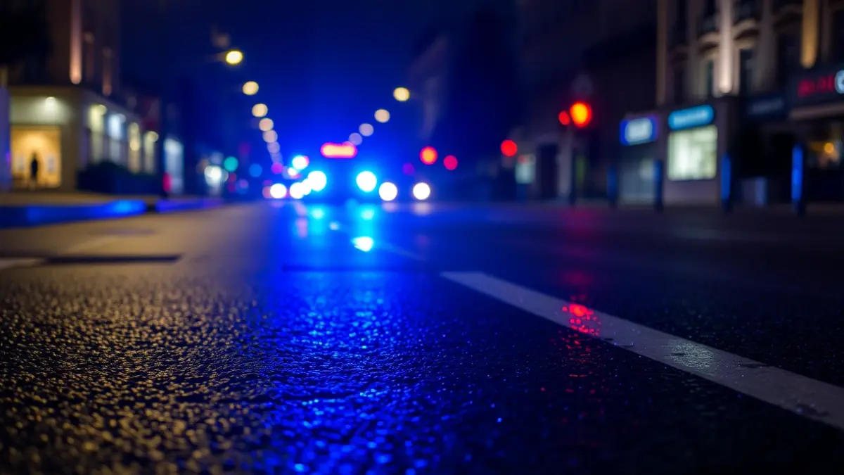 Generic image of emergency lights on an urban street.