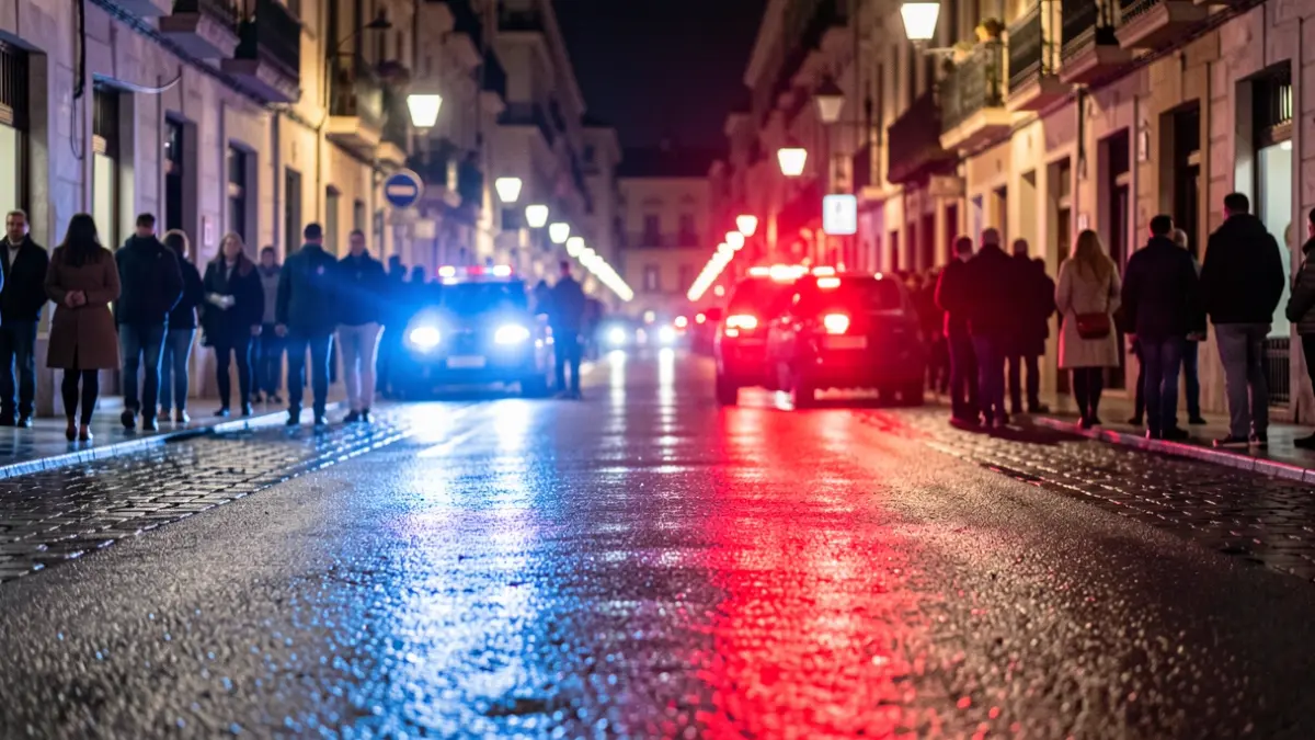 Generic image of police emergency lights reflecting on wet asphalt at night.