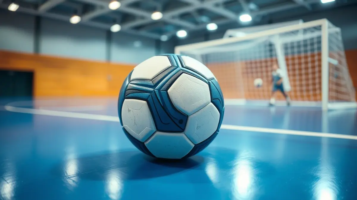 Imagen genérica de un balón de fútbol sala en una cancha.