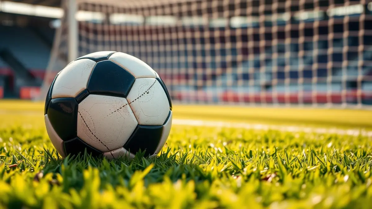 Generic image of a soccer ball on a stadium pitch.