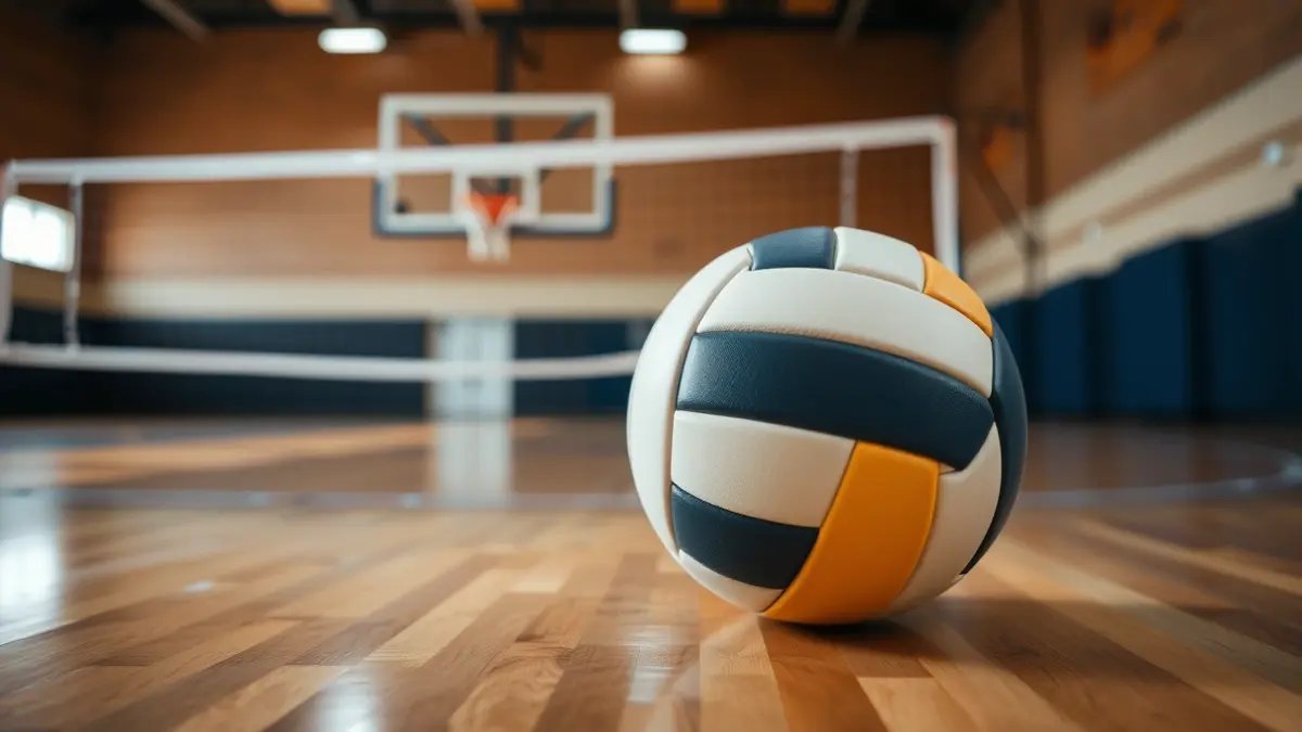 Generic image of a volleyball on a court.