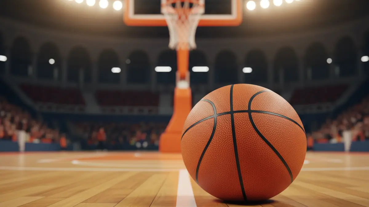 Imagen genérica de un balón de baloncesto en una cancha.