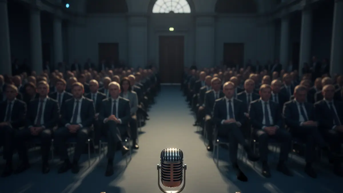 Generic image of a microphone on a podium, symbolizing a political event or public statement.