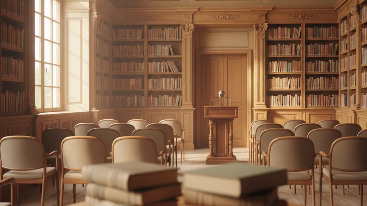 Generic image of a reading or literary presentation setting.
