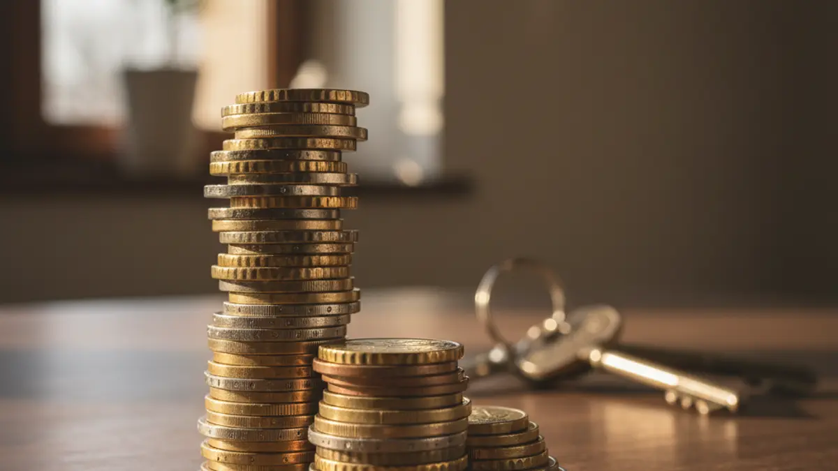 Imagen genérica de monedas de euro y llaves de casa, simbolizando el aumento del precio de la vivienda.