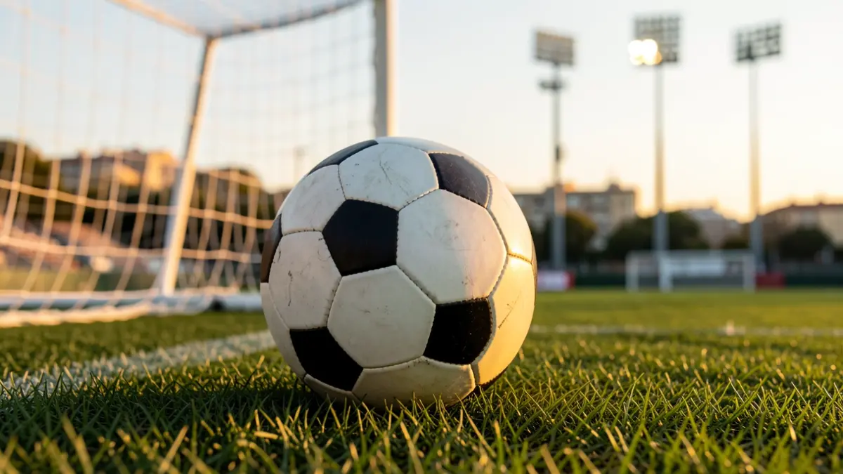 Imagen genérica de un balón de fútbol sobre césped en un estadio.