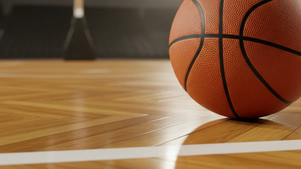 Generic image of a basketball on a court.