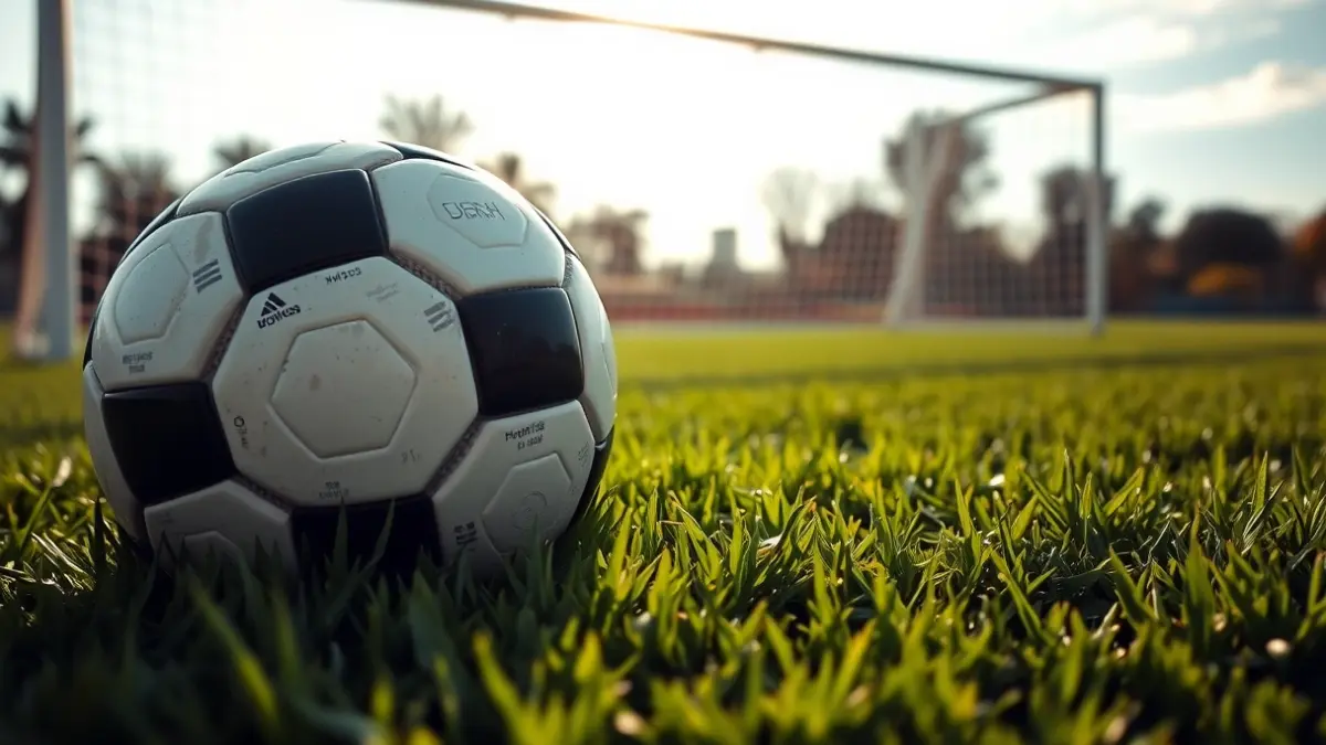 Generic image of a soccer ball on a field.