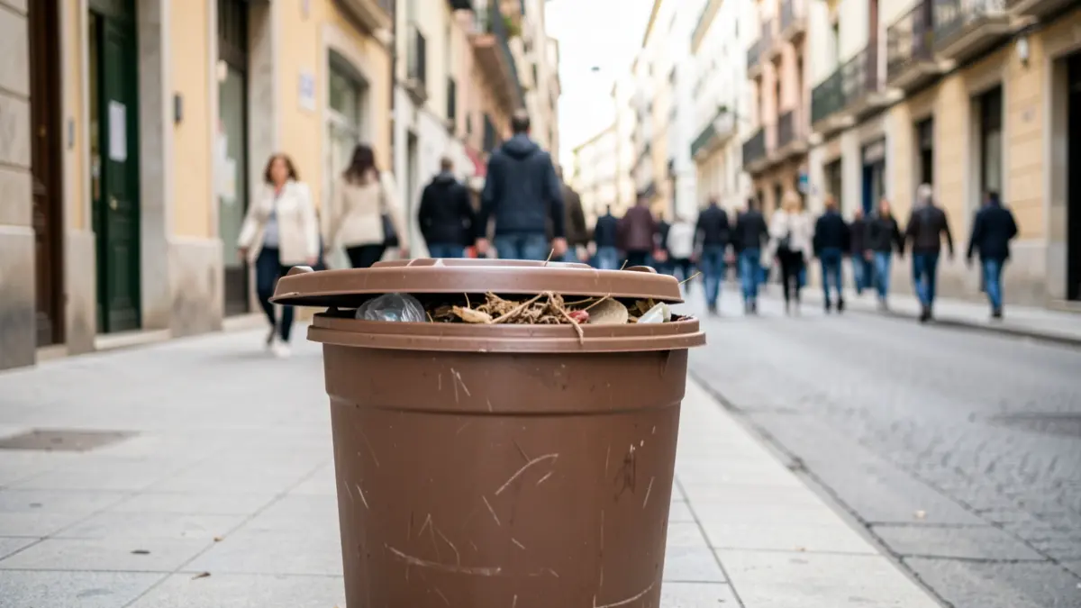 Organic waste container on a street in Alcorcon.