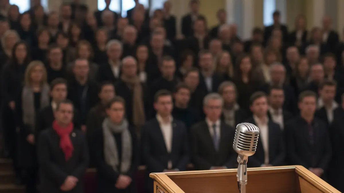 Generic image of a microphone on a podium during a literary award ceremony.
