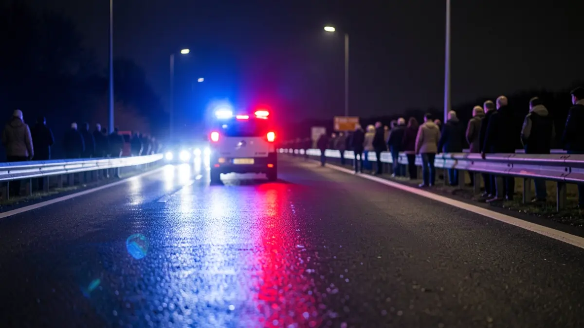 Generic image of police emergency lights reflecting on wet asphalt at night.