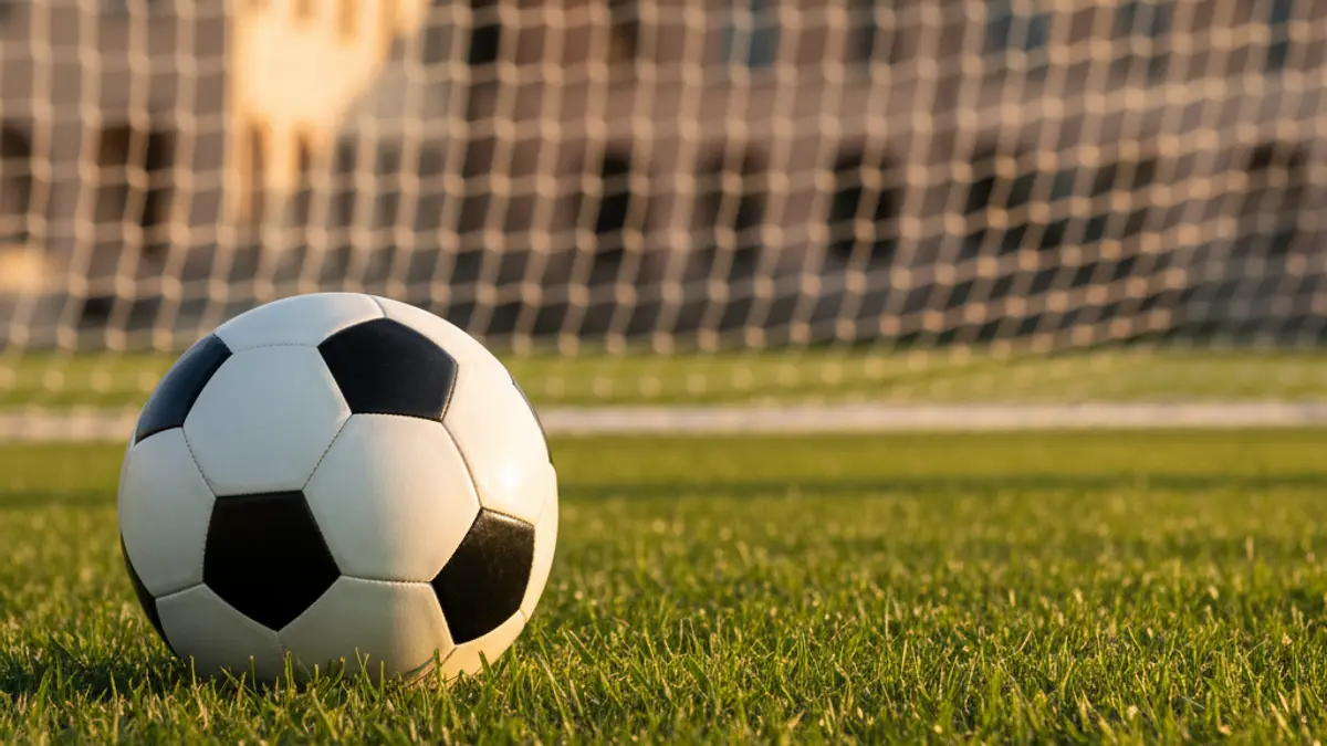 Generic image of a soccer ball on a grass field.