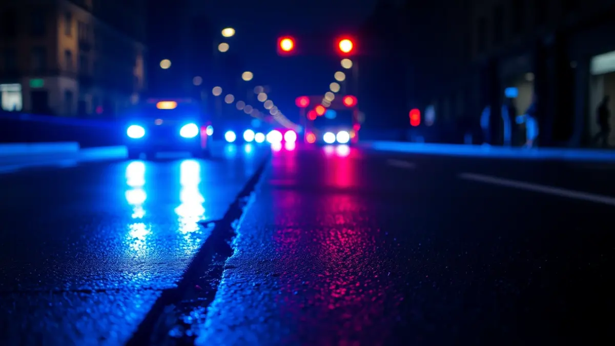 Generic image of emergency lights at night.