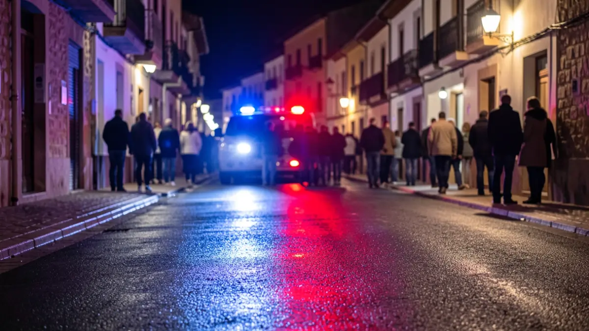 Generic image of police emergency lights reflecting on wet asphalt at night.