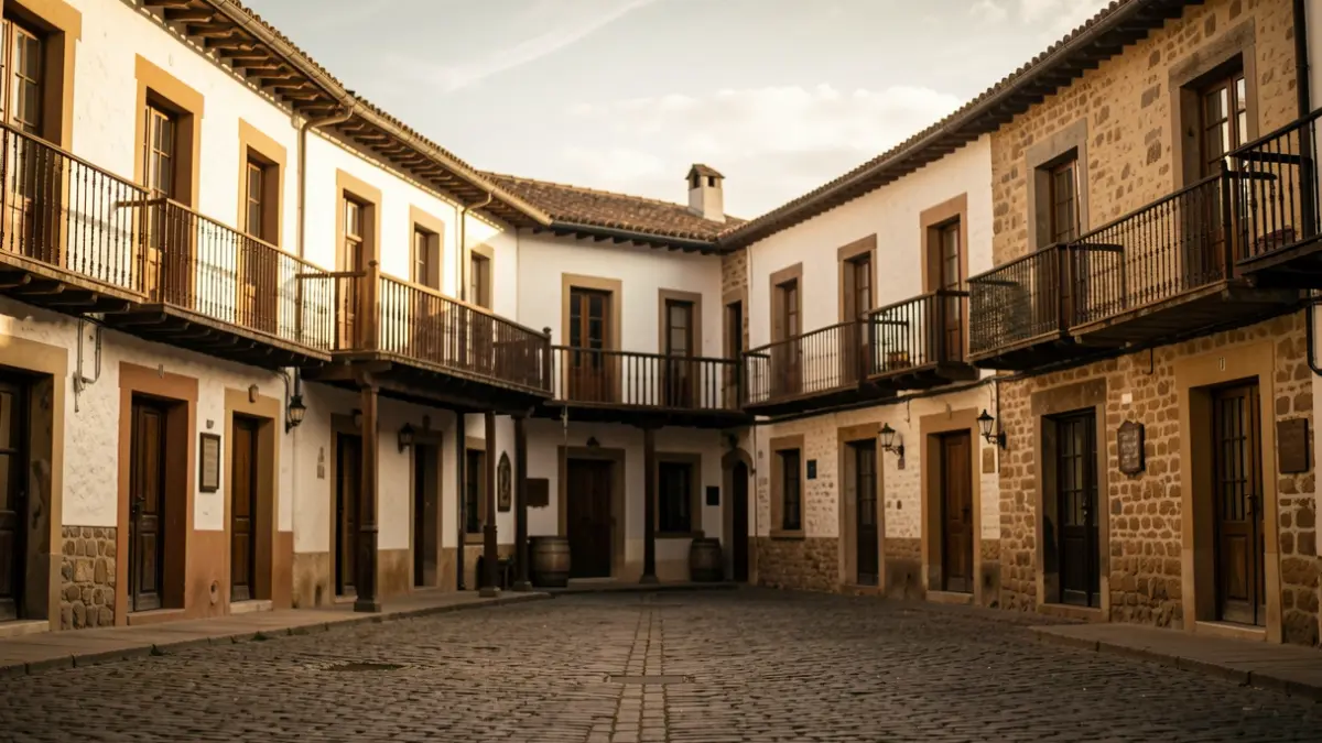 Imagen de la plaza de Hoyo de Manzanares ambientada como un poblado del Oeste para el evento 'Un Pueblo de Película'.
