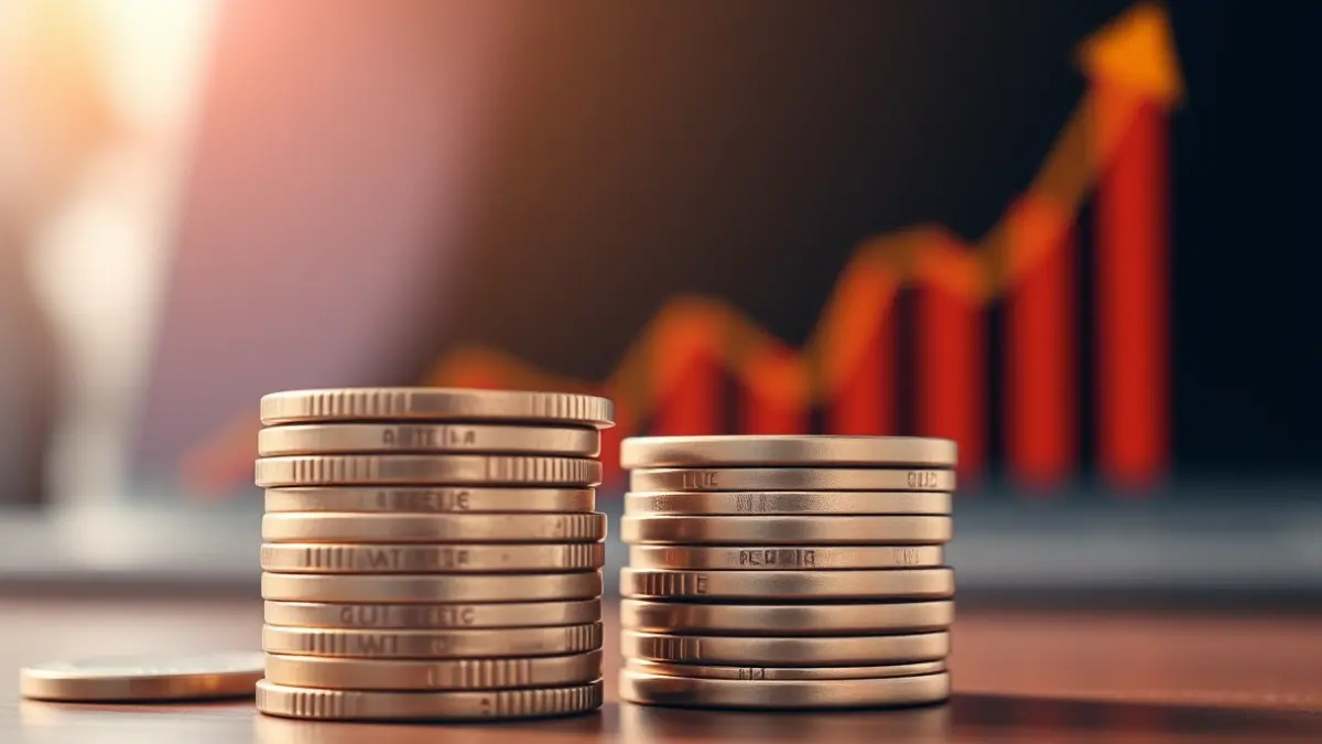 Generic image of euro coins and an upward graph, representing economic growth.