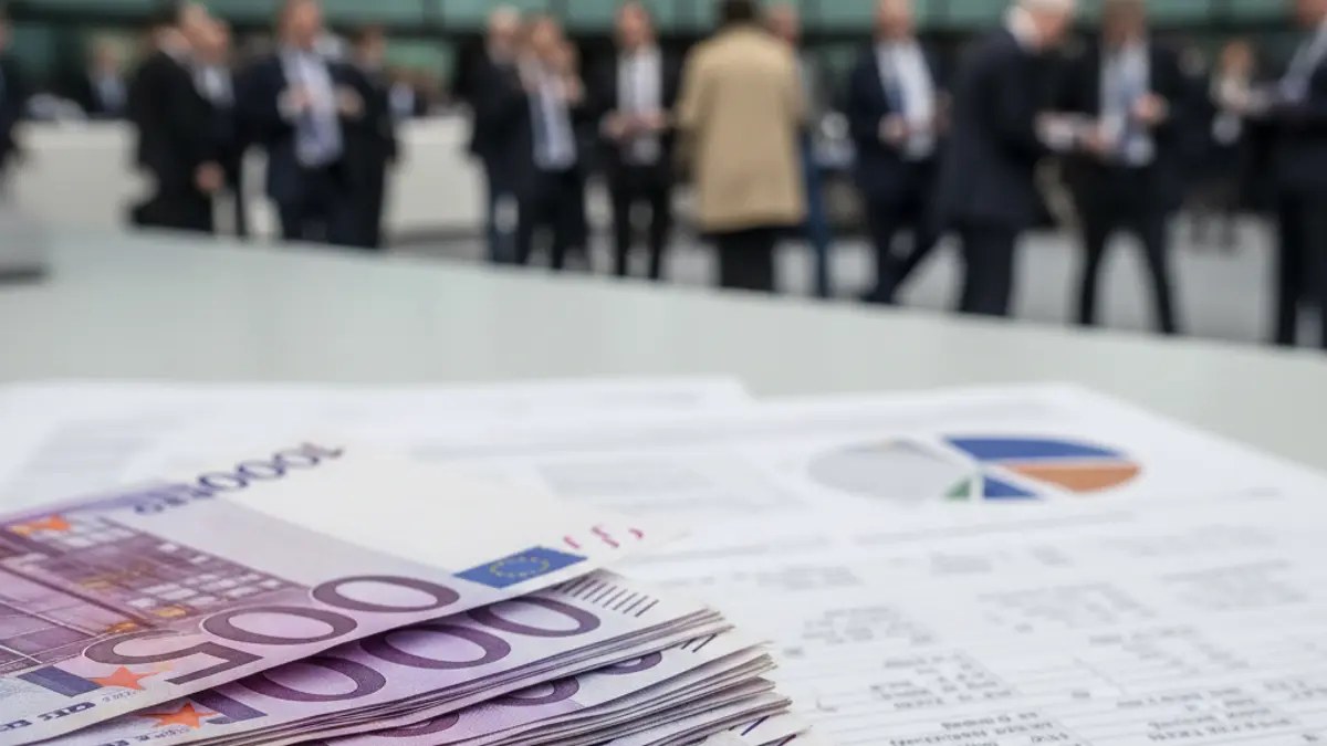 Imagen genérica de billetes de euro y documentos oficiales, simbolizando la deuda y las finanzas gubernamentales.