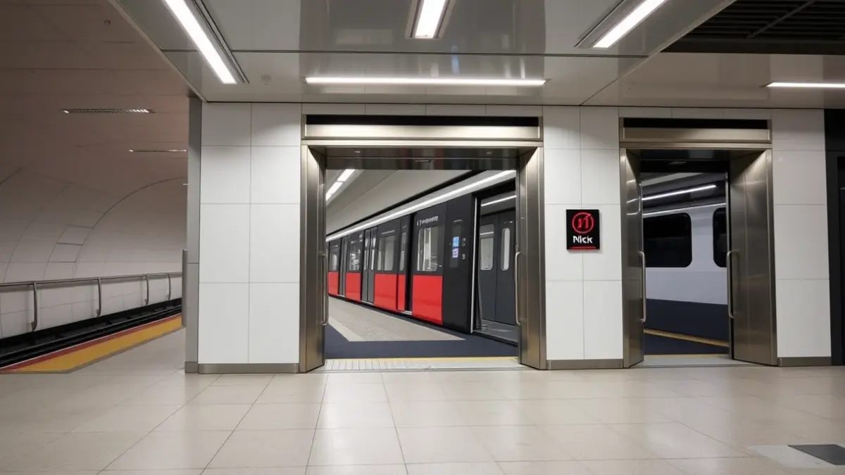 Imagen genérica de una estación de metro moderna con puertas automáticas.