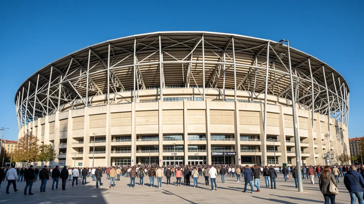Vista exterior del estadio Santiago Bernabéu en Madrid.