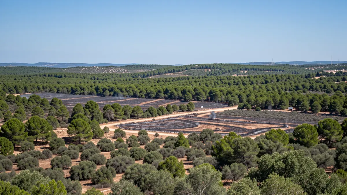 Generic image of forest land in the Comunidad de Madrid with fire prevention work.