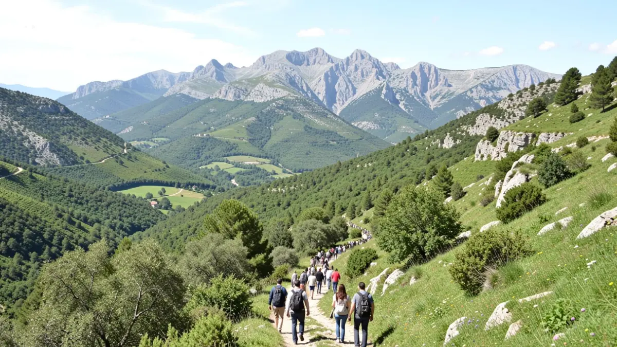 Mountain landscape in the Madrid mountain range with natural trails.