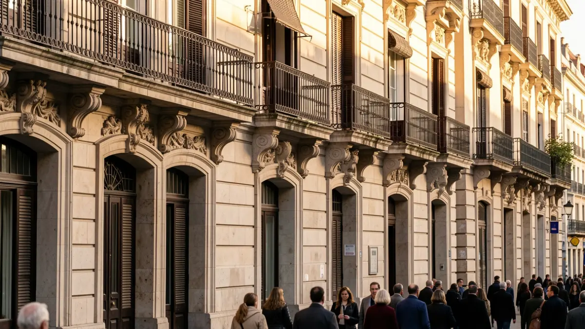 Facade of the historic palace housing the Government Delegation in Madrid.