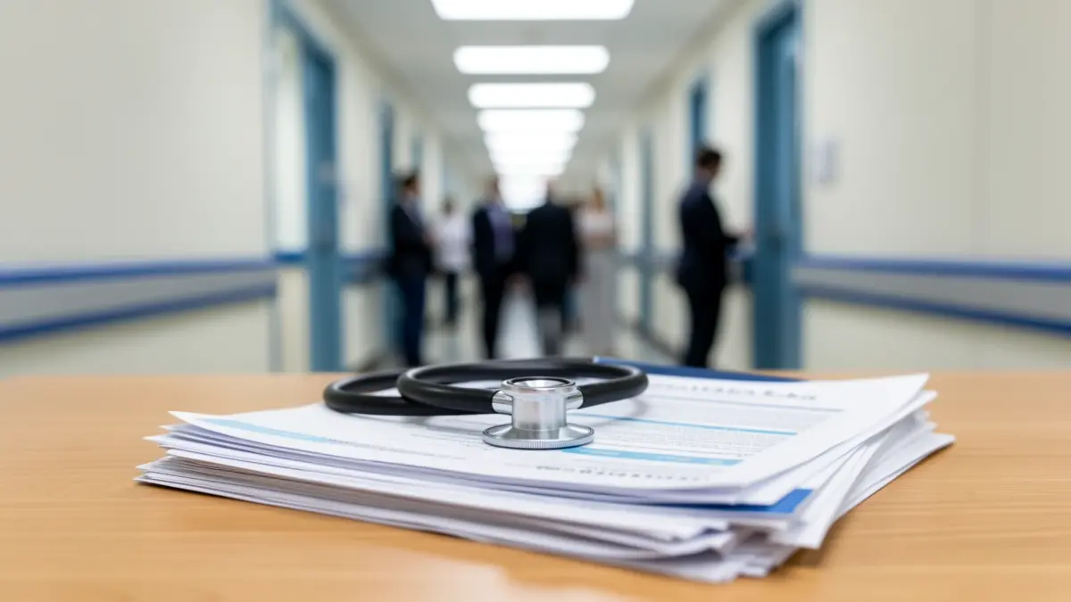 Generic image of medical equipment and health documents in a hospital setting.