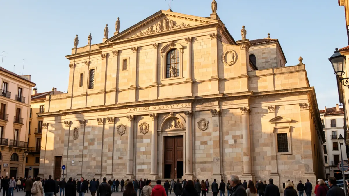 Facade of the Santiago and San Juan Bautista parish church in Madrid.