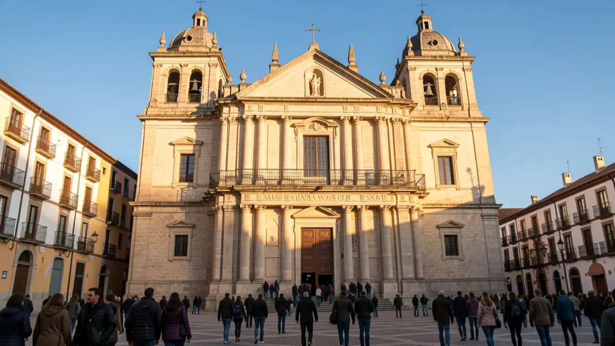 Facade of the Santiago and San Juan Bautista parish church in Madrid.