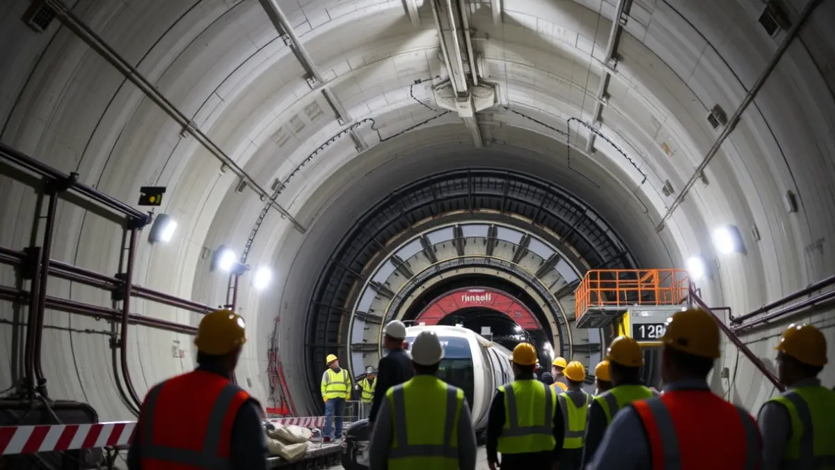 Image of a tunnel boring machine working on a new subway line construction.
