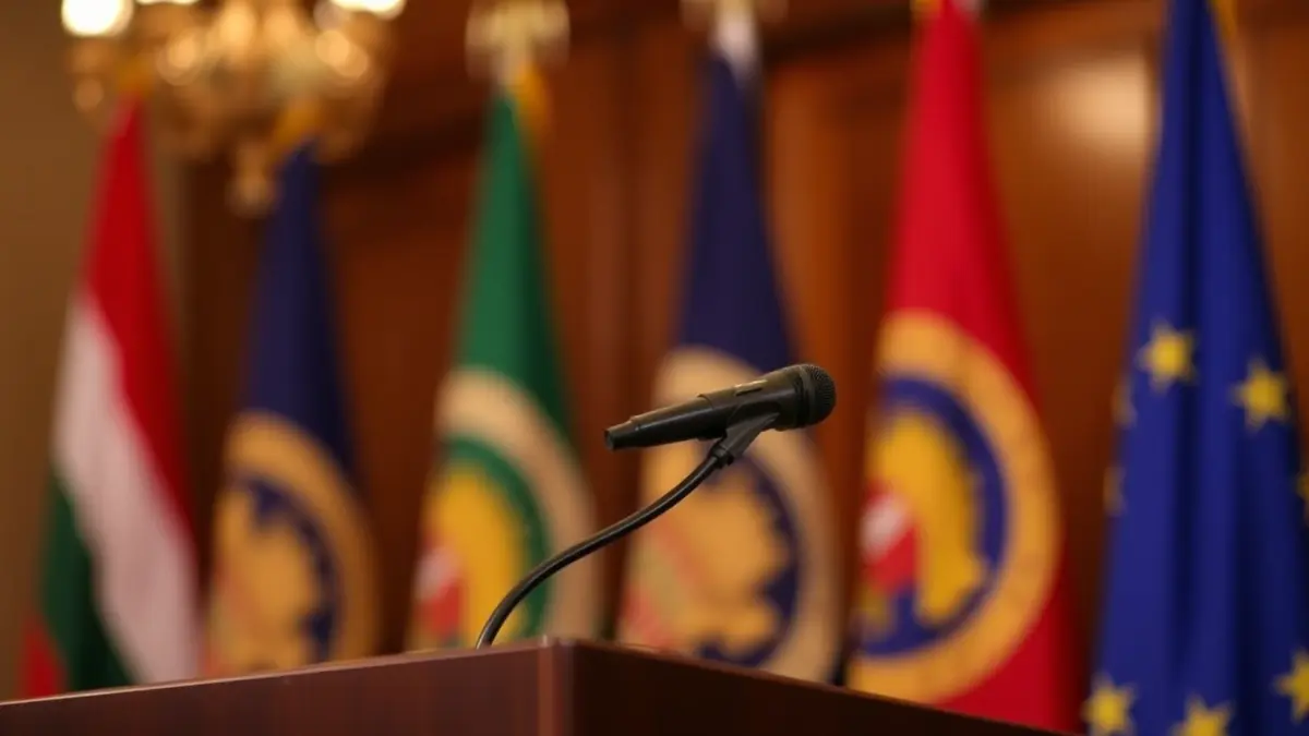 Imagen genérica de un micrófono en un podio, simbolizando un discurso político.