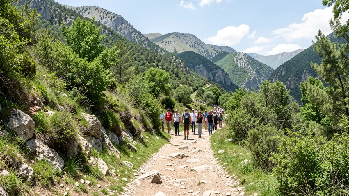 Paisaje natural de la Sierra Norte de Madrid con senderos para caminar.