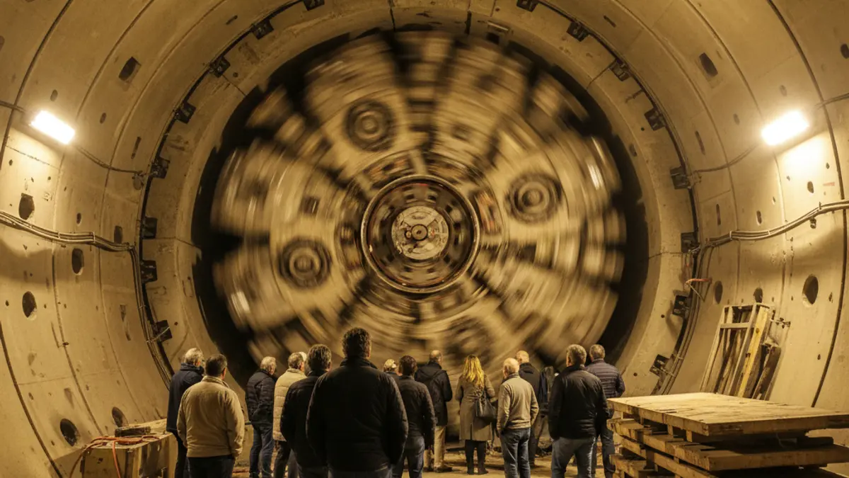 Image of the Mayrit tunnel boring machine working on the extension of Metro Line 11 in Madrid.