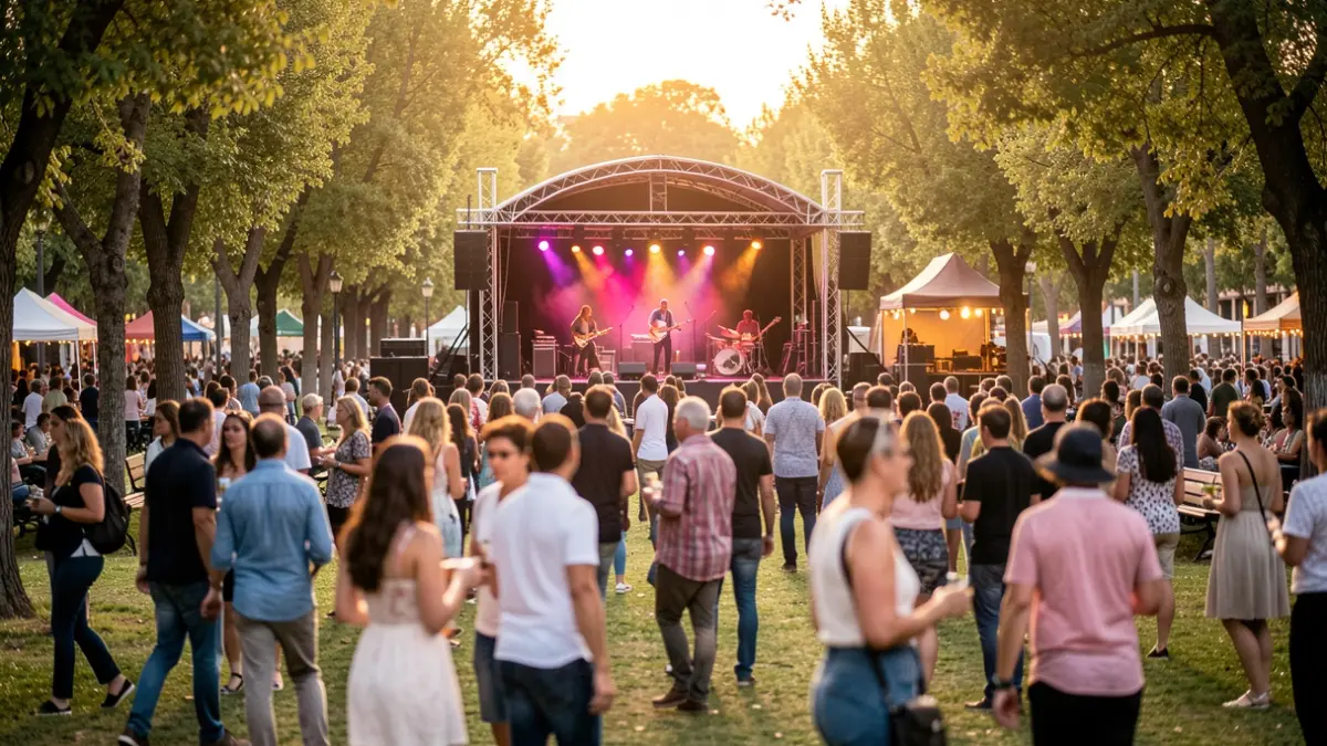 Imagen genérica de las fiestas de Aluche con un escenario y público.