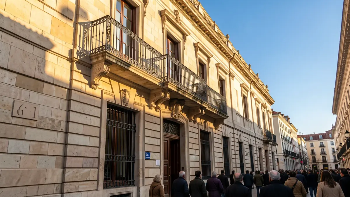 Imagen genérica del ayuntamiento de Leganés con arquitectura tradicional.