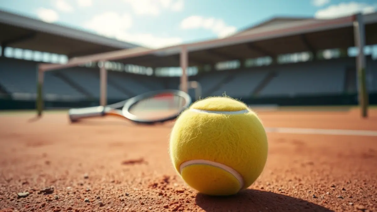 Imagen genérica de una pelota de tenis en una pista de tierra batida.