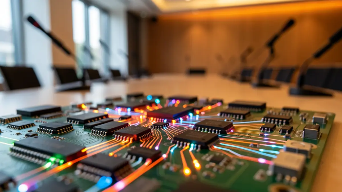 Generic image of electronic circuits and advanced technology in a professional setting.