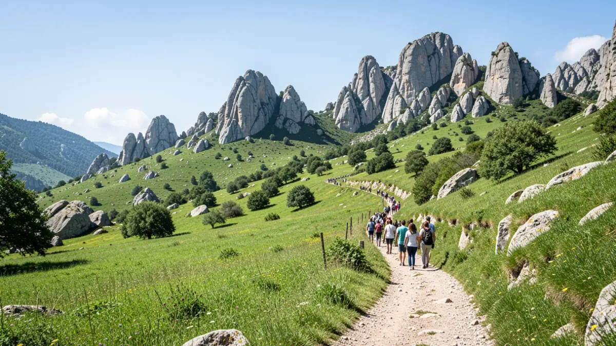 Mountain landscape in the Madrid sierra with natural hiking trails.