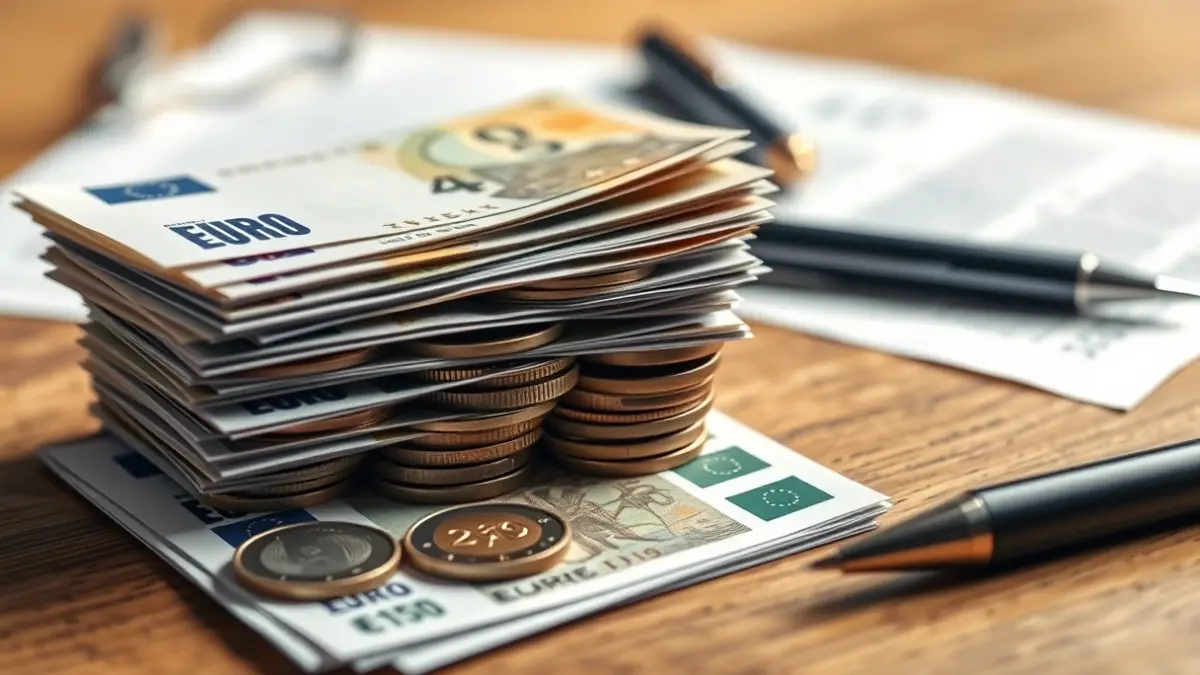 Imagen genérica de billetes y monedas de euro, simbolizando multas y sanciones económicas.