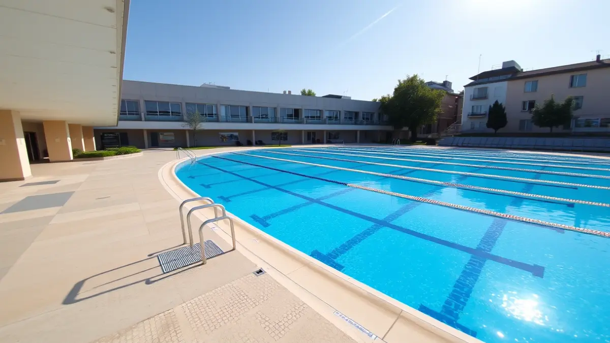 Generic image of an empty municipal swimming pool ready for summer.