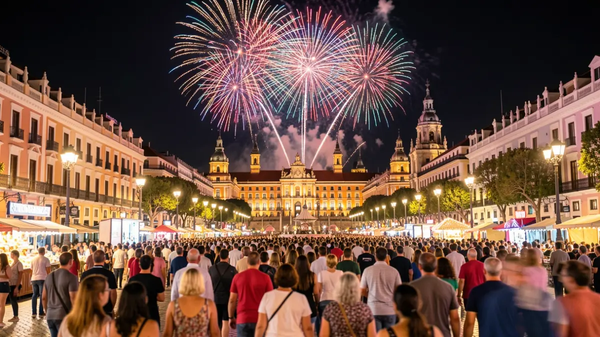Generic image of fireworks over the Madrid sky during the San Isidro festival.