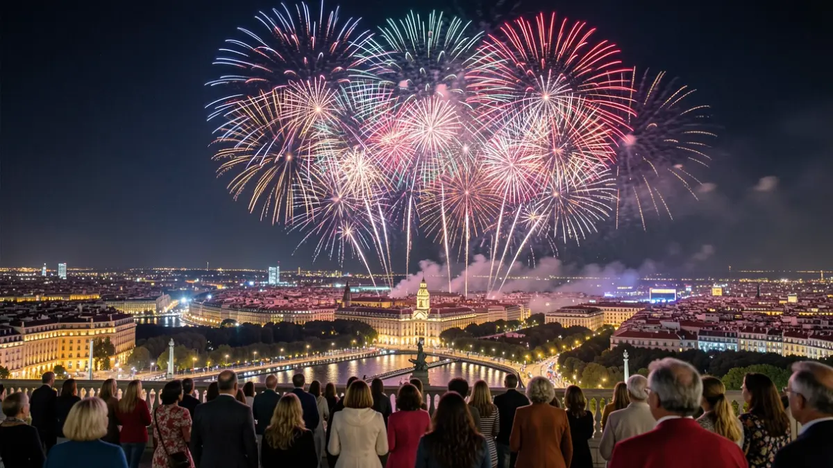 Imagen genérica de fuegos artificiales sobre el cielo nocturno de Madrid.