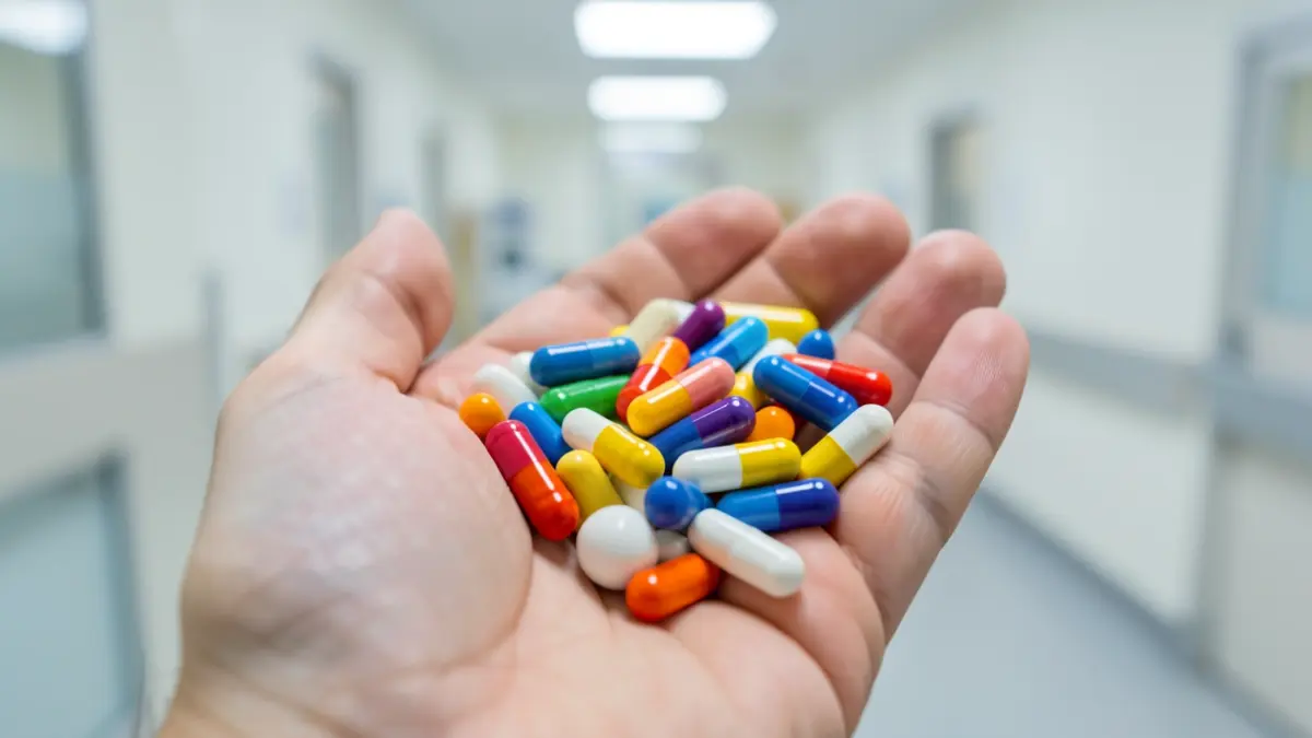 Generic image of medications and pills in a hospital.