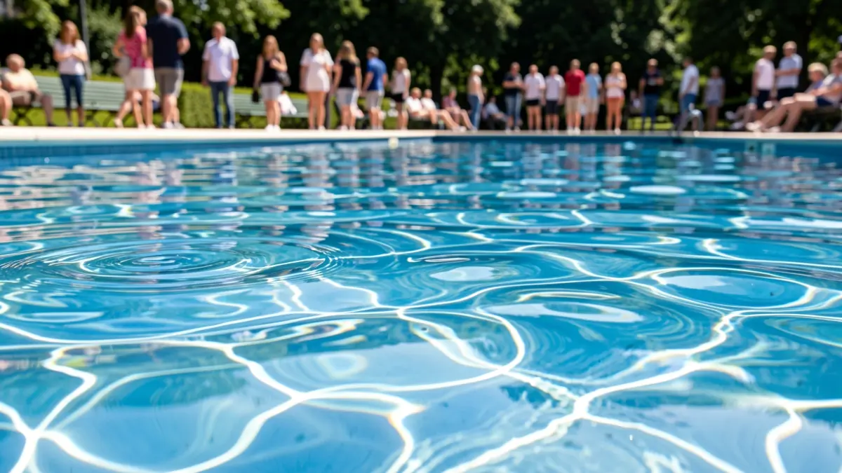 Imagen genérica de una piscina municipal al aire libre con agua cristalina.