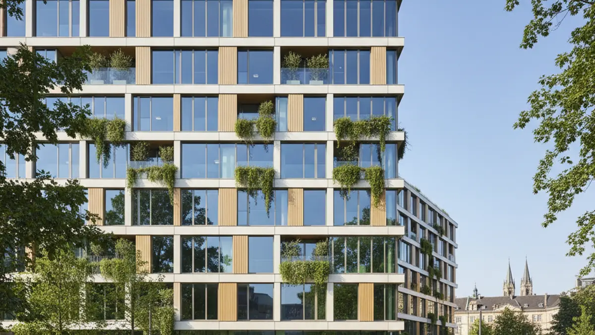Imagen de la fachada de un hospital moderno con grandes ventanales y zonas verdes.