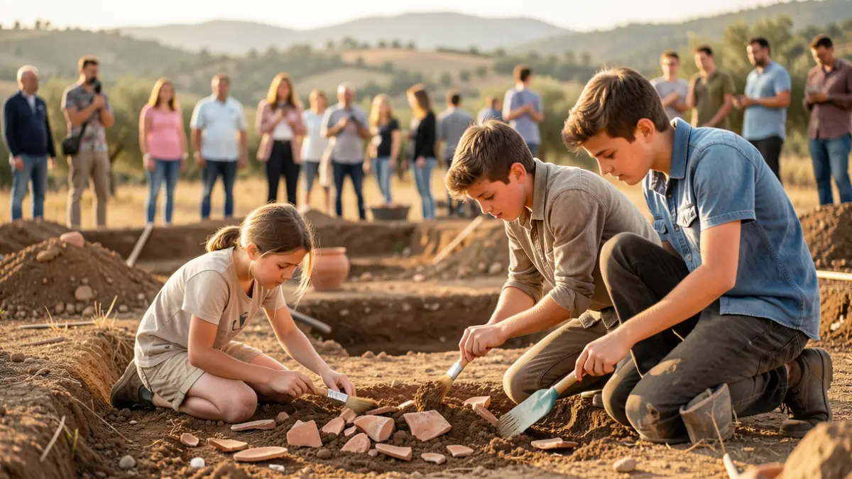 Generic image of young people participating in a simulated archaeological dig.