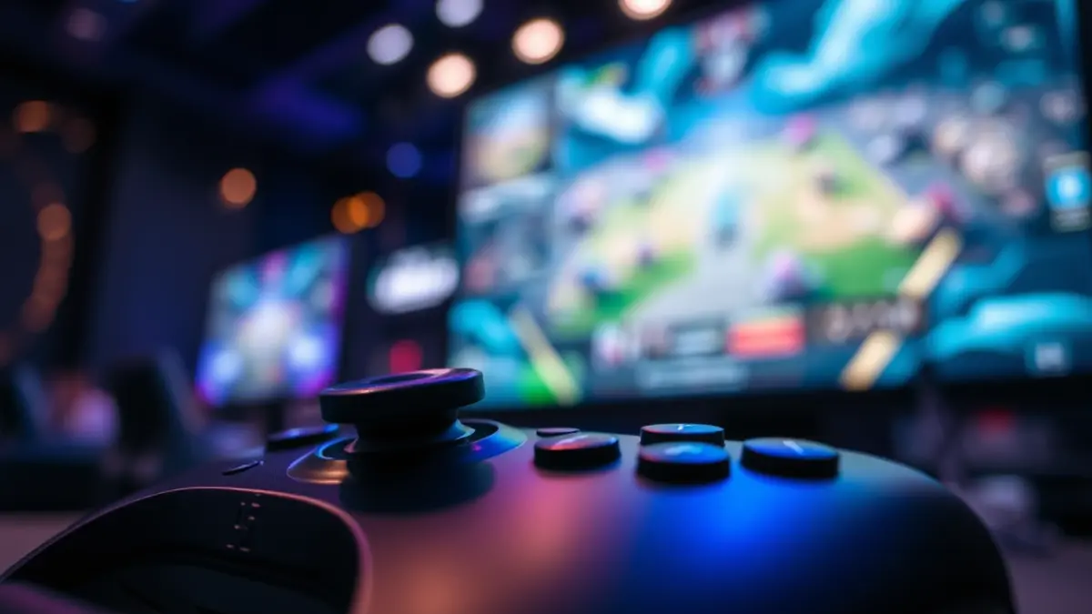 Generic image of a gaming controller or keyboard with a blurred screen showing an esports game.