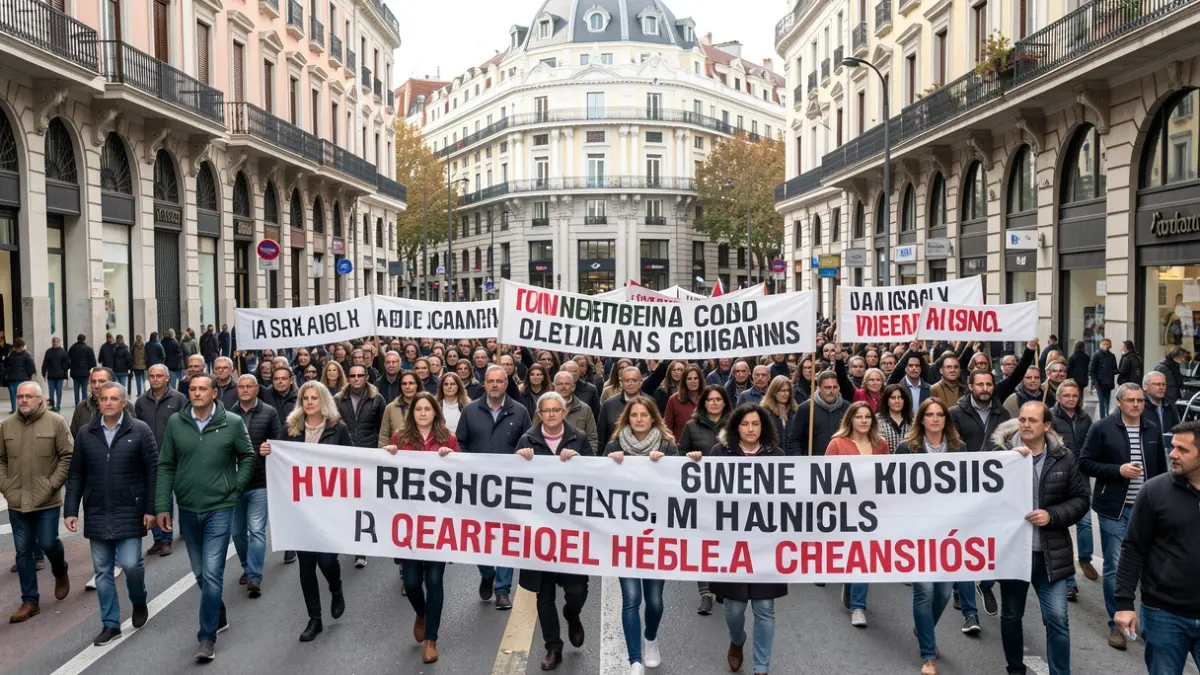 Generic image of a housing rights demonstration in Madrid.